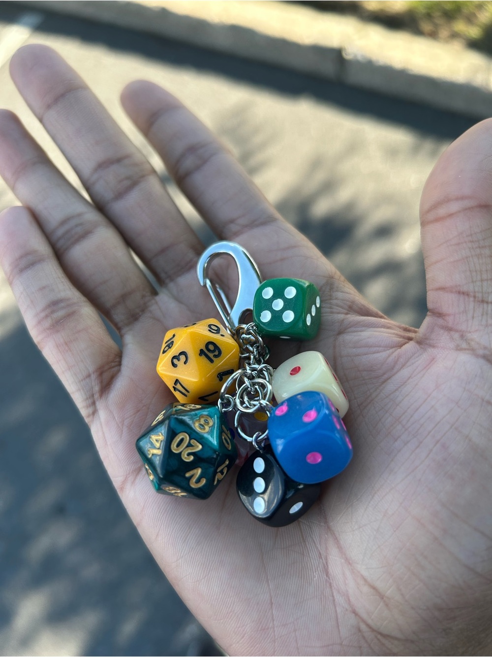 Punk grunge 7 dice multi color silver keychain gothic grunge boho Y2K skater